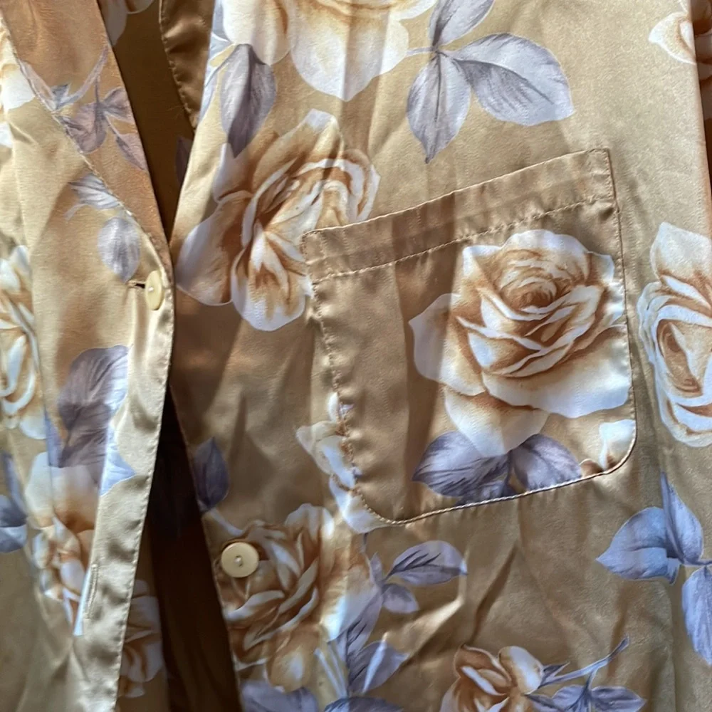 Victoria's Secret Vintage Floral Button Down Silky Sleep Shirt